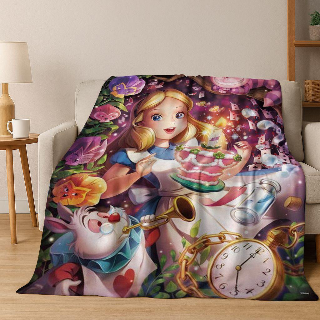 Dream Cheshire Cat Alice In Wonderland Cartoon Flannel Blanket,Cozy Soft Throw Blanket for Home Bedroom Bed Sofa Cover Gift Kid