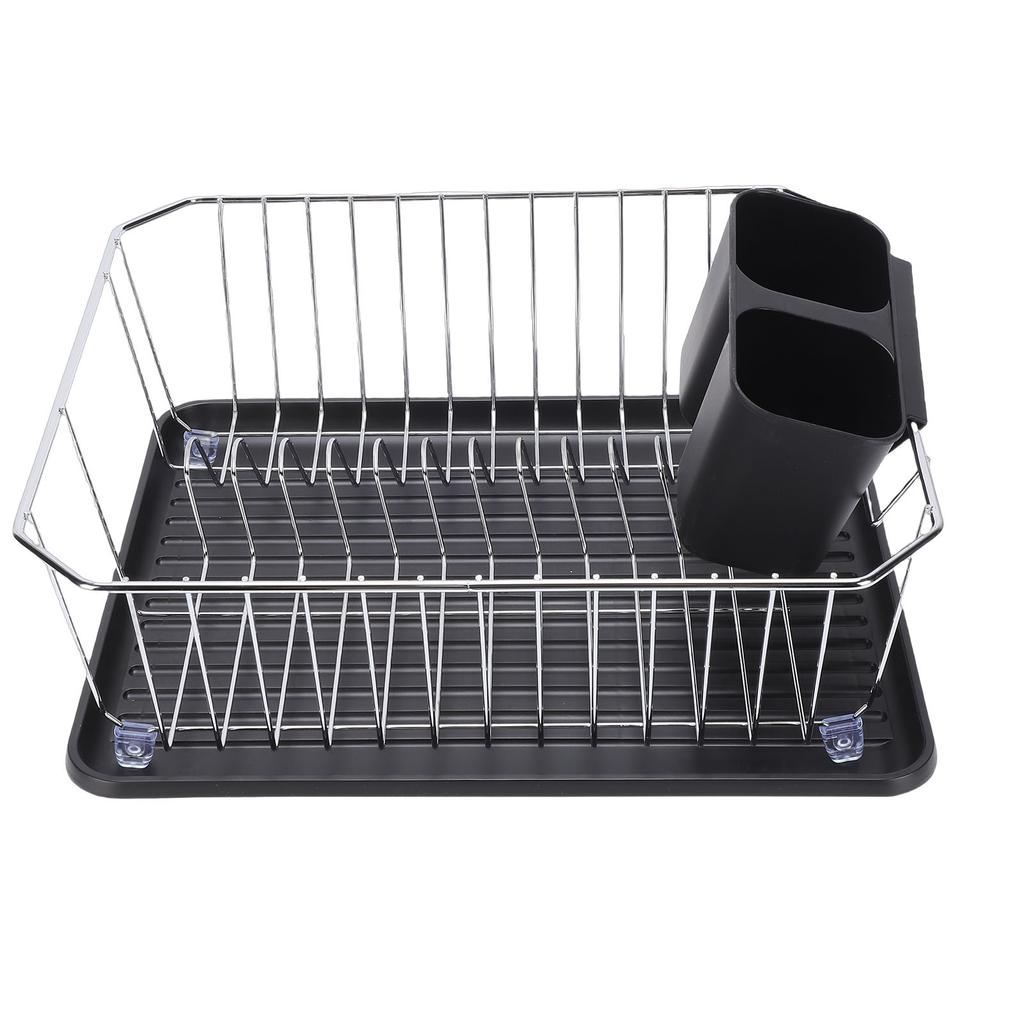Dish Drying Rack Iron Dish Drainer Rack with Utensil Holder for Kitchen Counter Sink Spoons and Forks
