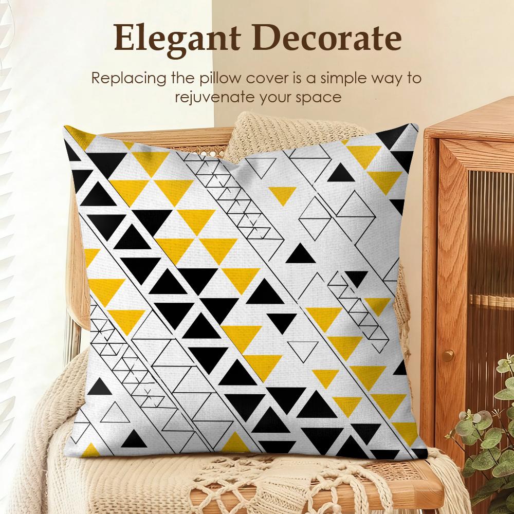 Geometric Drawing Cushion Cover Natural Linen Organic Fabric DoubleSided Printing Sofa Home Decor Gift Pillow Case