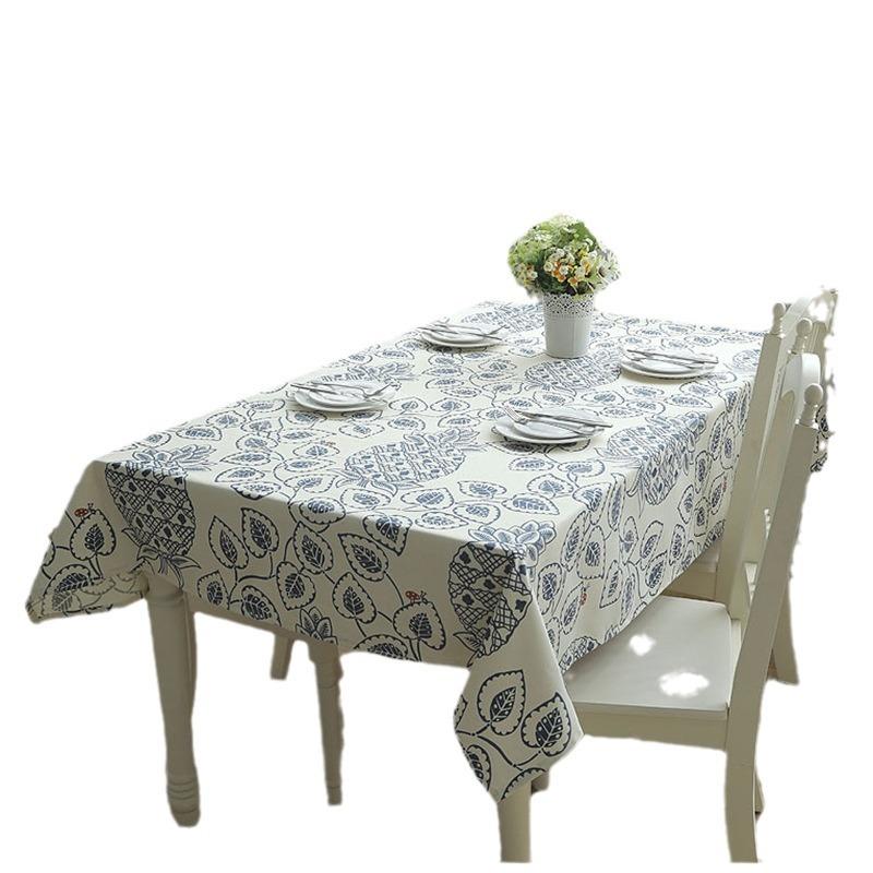 Modern Simple Cotton Double Warp And Double Weft Thickened Canvas, Leaf Flower Coffee Table Tablecloth Dining Table Cloth