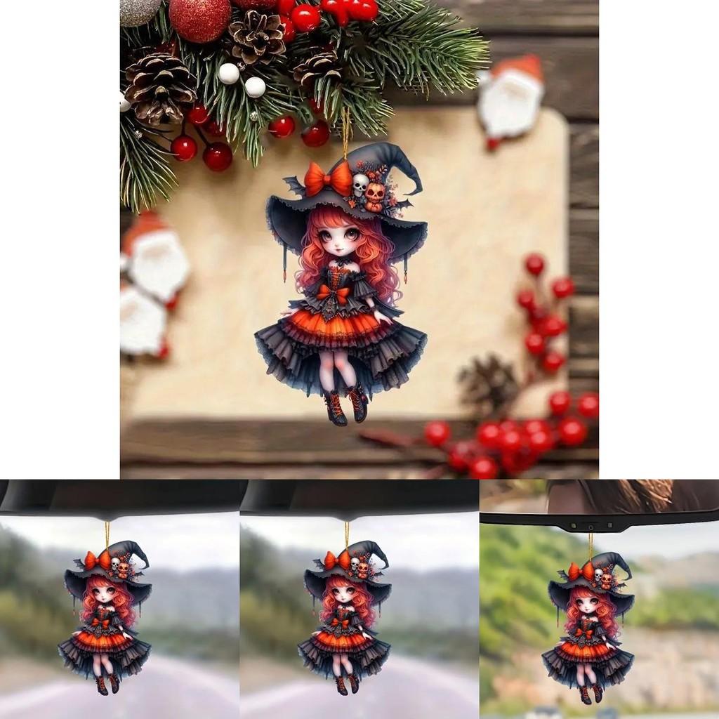 Car Decor Acrylic Girl Pendant Halloween Style Car Interior Ornament For Vehicle Decoration
