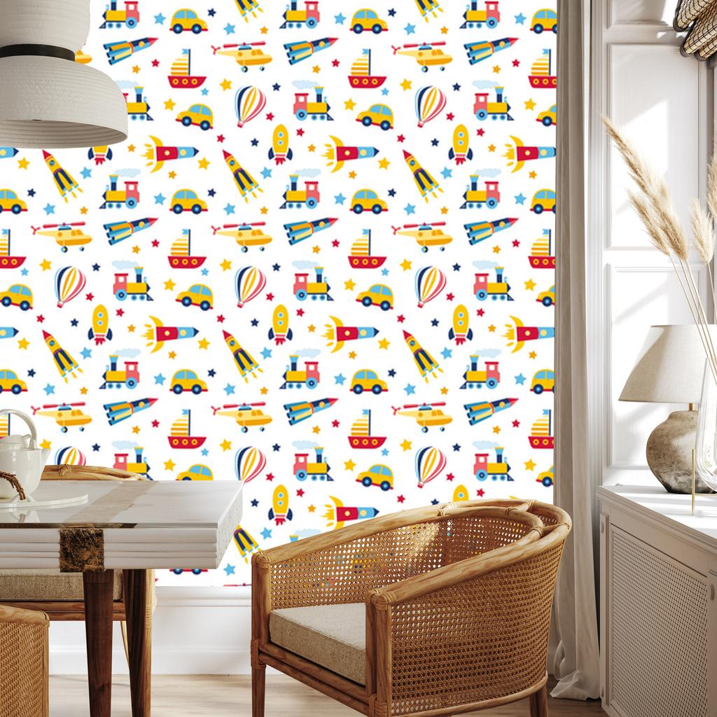 Wallpaper Balloons cars and helicopters for living room and bedroom 50x1000