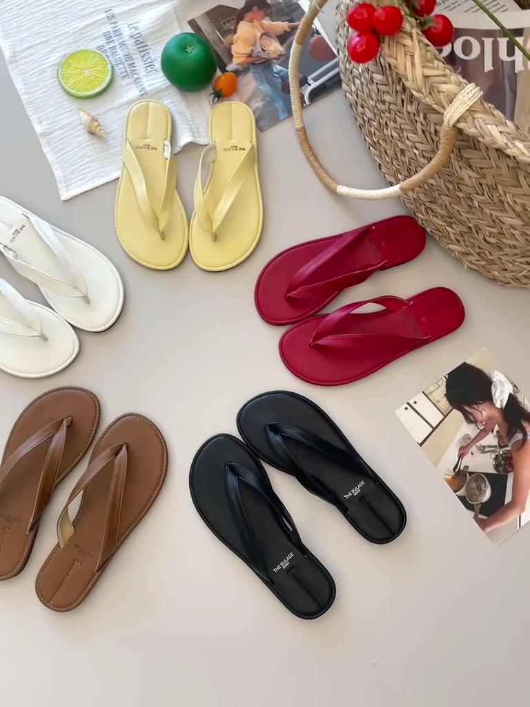 Fashion Shoes Slippers Soft Slipers Women Slides Low Rubber Flip Flops Comfort 2025 Flat Hawaiian Hoof Heels PU Round Toe Rome Casual Fa