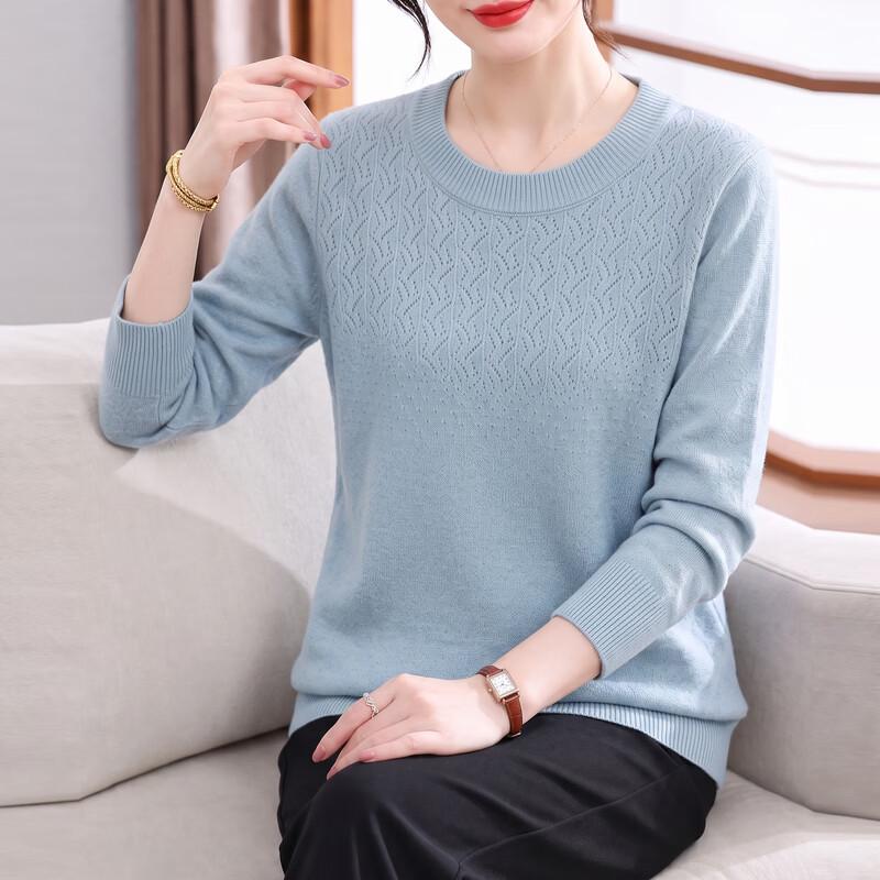 YUZHAOLIN Women's Elegant Crew Neck Knit Pullover for Mature Ladies