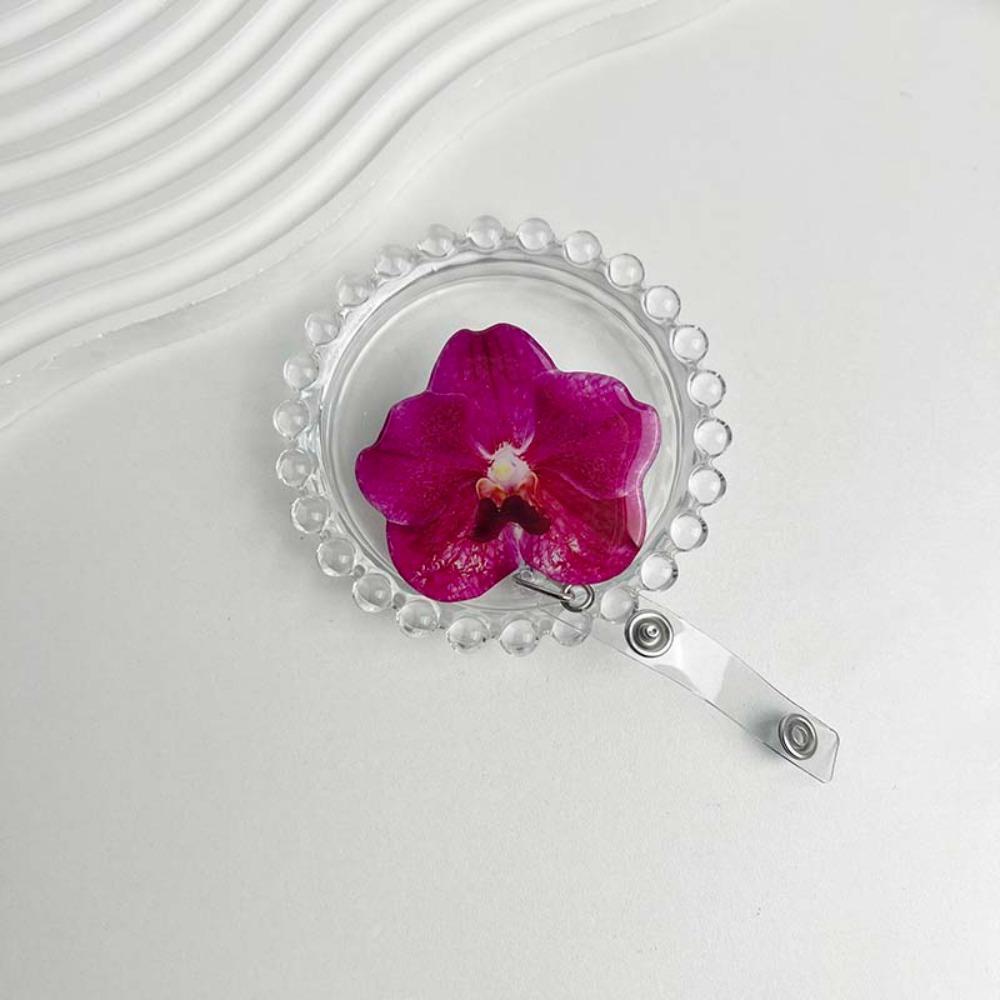 Akrylharts Hållarklämma Orkidéblomma Formad Namnskylt Märke Arbetsintyg