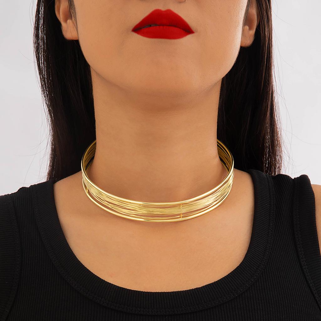 Mode Temperament Metall Breite Version Schlichter Ring Halskette Süßer Cooler Stil Design Geometrische Kragenhalskette