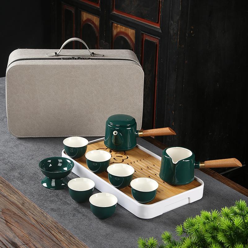 Travel Tea Set High-end Kung Fu Tea Set Business Gift Tea Set Ji Blue Glaze Ceramic Tea Set