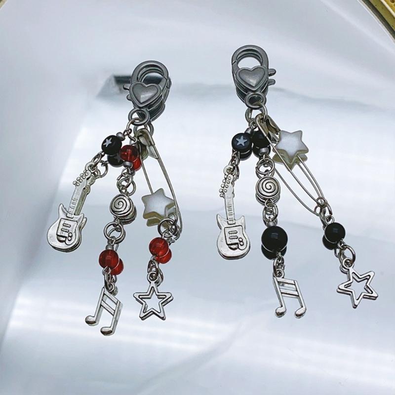 Cool Rock Style Guitar Bead Cellphone Strap Keyring Beads Phone Charm Guitar Bead Keychain for Fashion Accessories