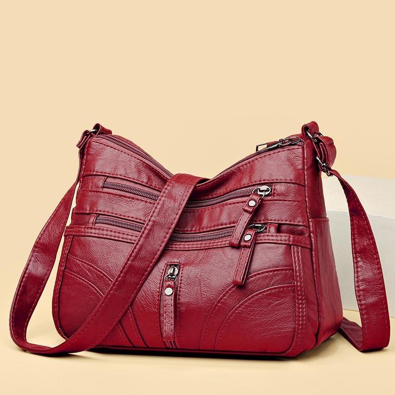 Dámská taška s více kapsami Velkokapacitní Pu Malá Čtvercová taška Crossbody Taška Taška přes rameno pro matku středního věku