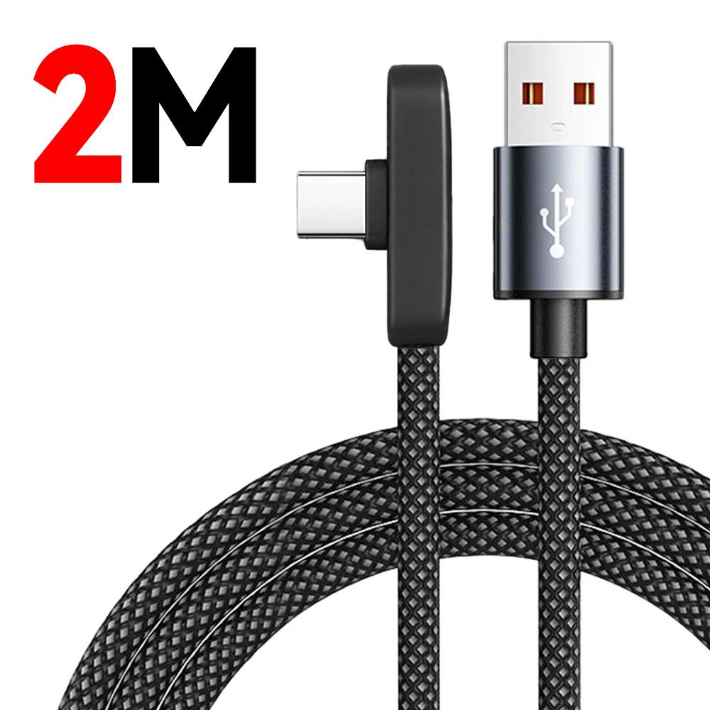 3-1PCS 100W 6A Right-angle USB To Type-C Fast Charging Data Cable Braided Cord for IPhone Samsung Xiaomi Phone Laptop 1/1.5/2m