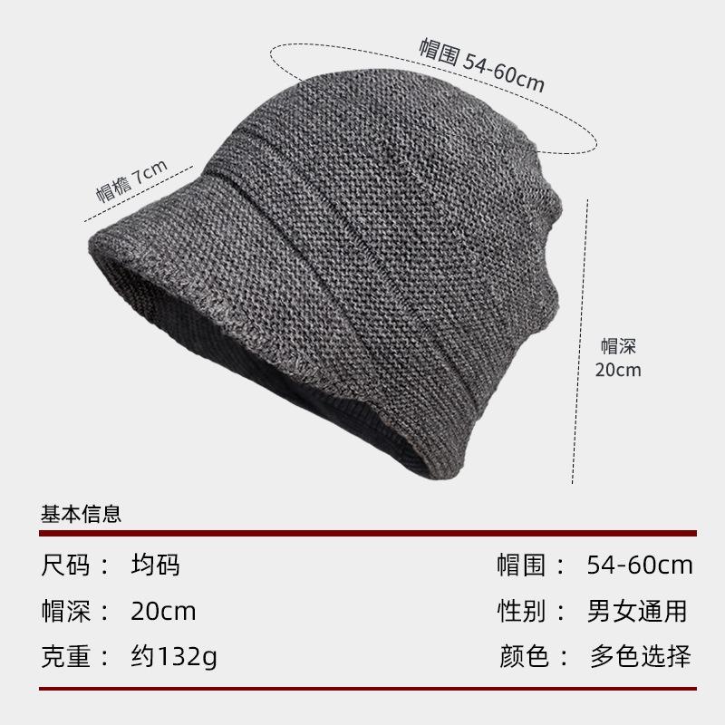 3-In-1 Bucket Hat Women's Autumn and Winter Warm Ear Protection Stacking Hat Big Head Circumference Fashionable Versatile Wool Hat