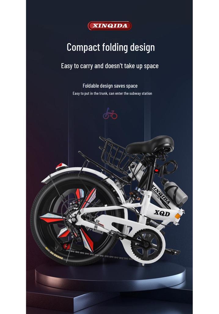 20/22-Inch Foldable Portable Bike with Variable Speed & Shock Absorption for Adults and Children