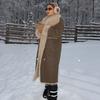Faux Fur Long Trench Coat for Women Reversible Fuzzy Fleece Sherpa Lined Jackets Winter Furry Trimmed Casual Overcoat
