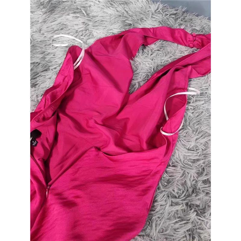 Foreign Trade Order Lu's Home Texture High Quality Fairy White Kink Design Hanging Neck Temperament Sexy Big Backless Dress