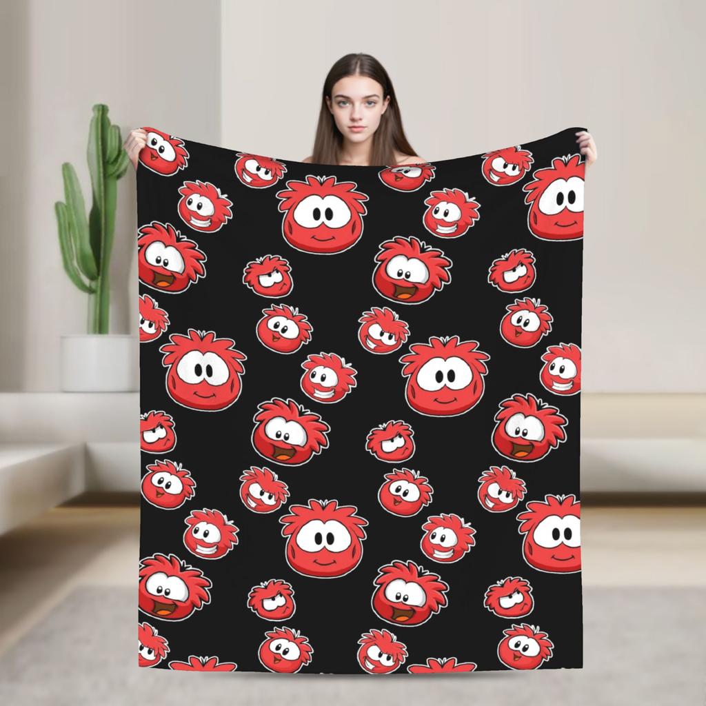 Club Penguin Rainbow Puffle Fleece Throw Blankets Community Game for Bedroom Knitted Blanket Travel Thin Portable Quilt