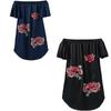 Elegant Floral Embroidered Off Shoulder Dress With Stylish One Shoulder Design