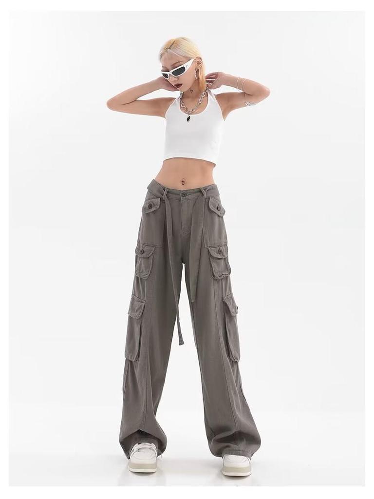Trendy Unisex Multi-Pocket Street Overalls: Retro Loose-Fit Hip-Hop Pants