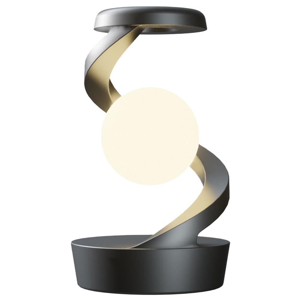 Creative Table 3D LED Lamp RGB Floating and Spinning  In Air Moon Table Lamp with Wireless Phone Charger for Office Bedroom Home