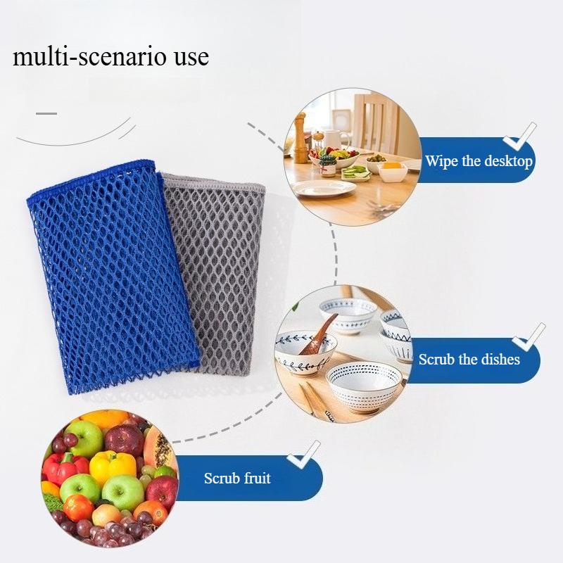 Mesh Dishcloth Oil Free Dishwashing Towel Can Replace Steel Wire Balls Scouring Pad Duster Cleaning Wiping Rags Kitchen Towels