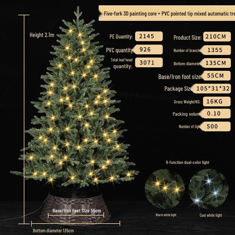 Three-Dimensional Glowing Christmas Tree with Lights for Home and Mall Decoration