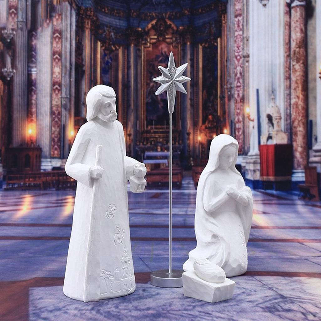 Festive Christmas Decor  Home Ornament Hand-Painted Religious Nativity Scene Statue for Christmas Showcase