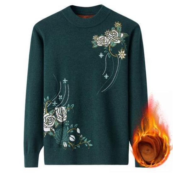 Dame Genser med trykk Høst Vinter Fleecefôret Pullover Genser Fortykket Strikket Genser Pluss Størrelse Genser