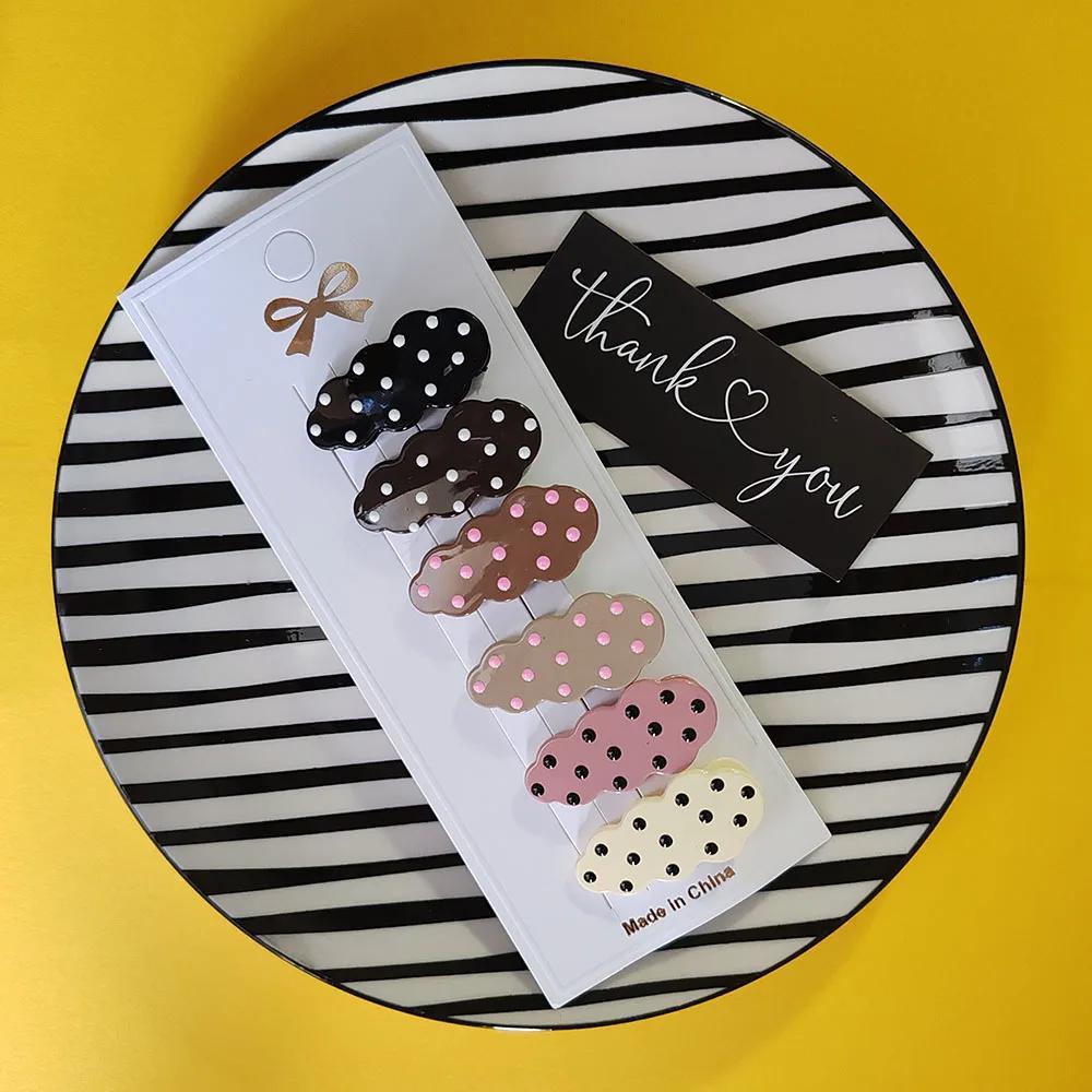 6pc Cute European and American Colorful Dot Hairpin Hair Side Clips for Women Girls Children Gift Korean Hair Accessories