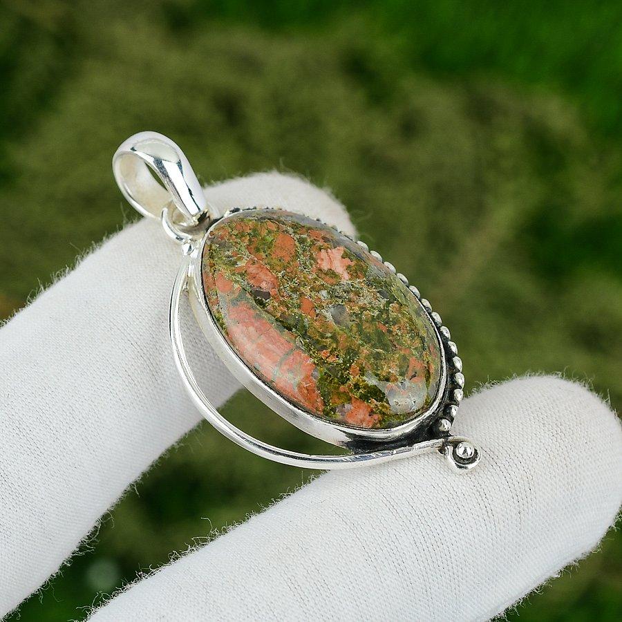 

Mothers day Deal Natural Grass Garnet Elegant Pendant Jewelry Sterling Silver