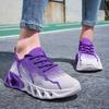 Tênis de Corrida Roxo Verão Mulheres Homens Tênis de Tricô Respirável Leve Tênis Masculinos Outdoor Casual Plataforma Sapatos Esportivos