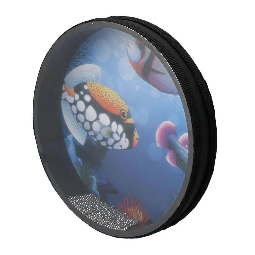 Wave Bead Ocean Drum Percussion Instrument With Fish  10 Inch - Pengj