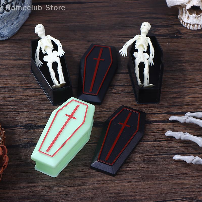 2/4Pcs Halloween Decorative Coffin Miniature Dollhouse Coffin Box Treat Coffin Prank Prop Box Model Trickery Prop Decor