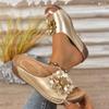 New Style Wedge Heel Thick-soled Fish-mouth One-line Shoes, Women's Shoes, Hollowed-out Beach Flip-flops