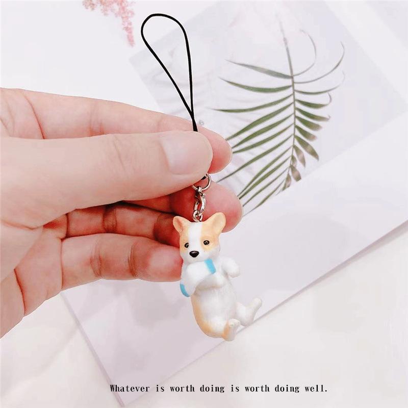 New Design 1 Piece Resin Cartoon Cat Mobile Phone Charm Cute Anime Dog Keychains Lanyard for Keys Phone Strap