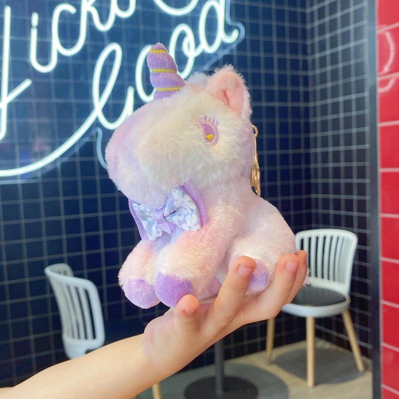 Unicorn Plush Keychain With Bow Decoration And Bright Colors For Kids And Collectors