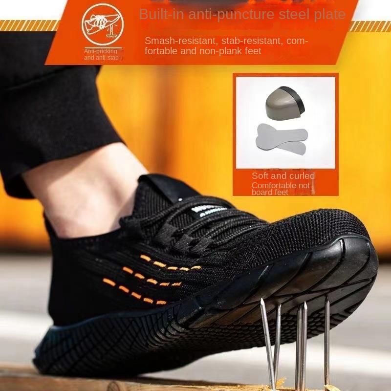 Buty robocze męskie antyprzebiciowe i antyuderzeniowe ze stalowym podnoskiem, lekkie, antypoślizgowe i odporne na ścieranie buty ochronne