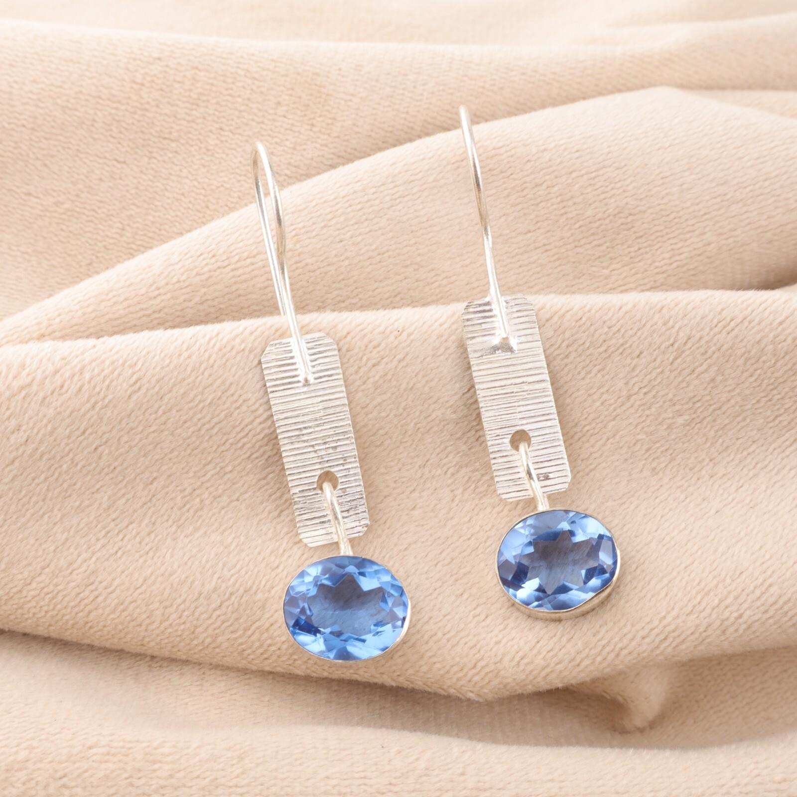 

Танзанит Драгоценный камень 925 Стерлинговое серебро Заявление Ювелирные изделия Ручной работы Серьги 1,9 EE-168-11