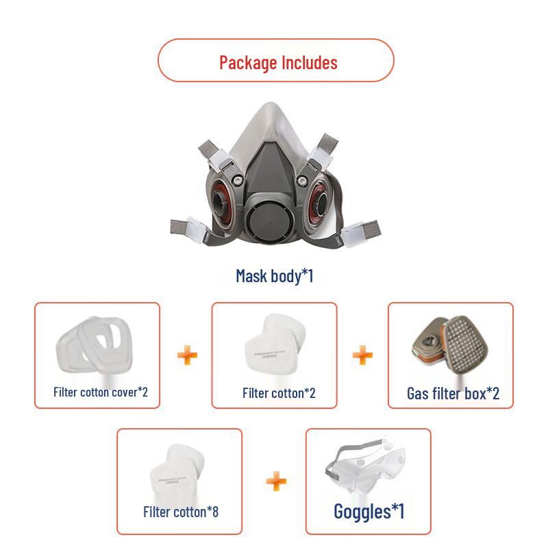 Xinteli 6200 Half-Face Respirator Kit Seven-piece set + 8 filter cottons + goggles