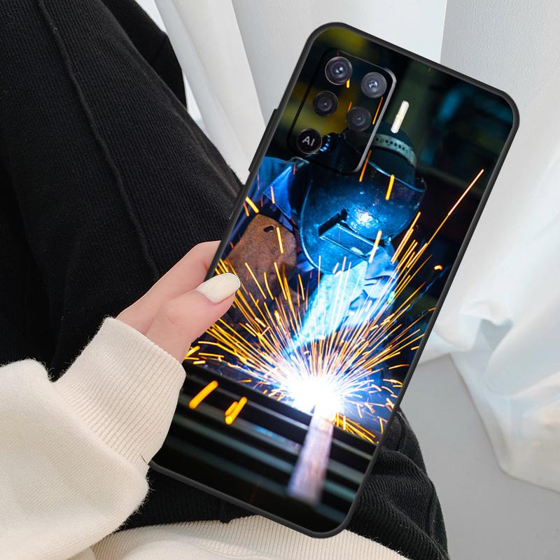 Schweißer Schweißen Heißer Metall Arbeiter Fall Für Oppo A17 A57 A77 A40 A78 A54 A74 A94 A76 A16 A96 A18 a60 A80 A38 A58 A98 A15 A5 Pro