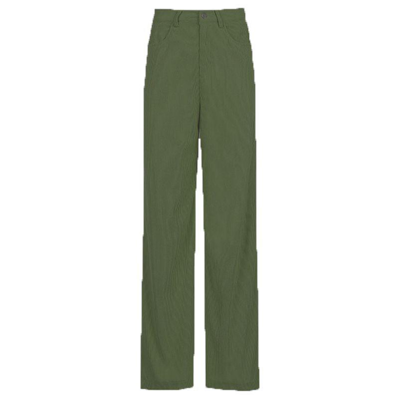 Color Solid Womens High Waist Wide Leg Slimming Casual Fashion Pants Corduroy
