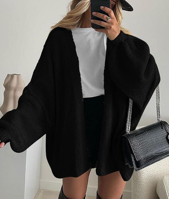 2025 Women's Oversized Knit Cardigan with Long Lantern Sleeves