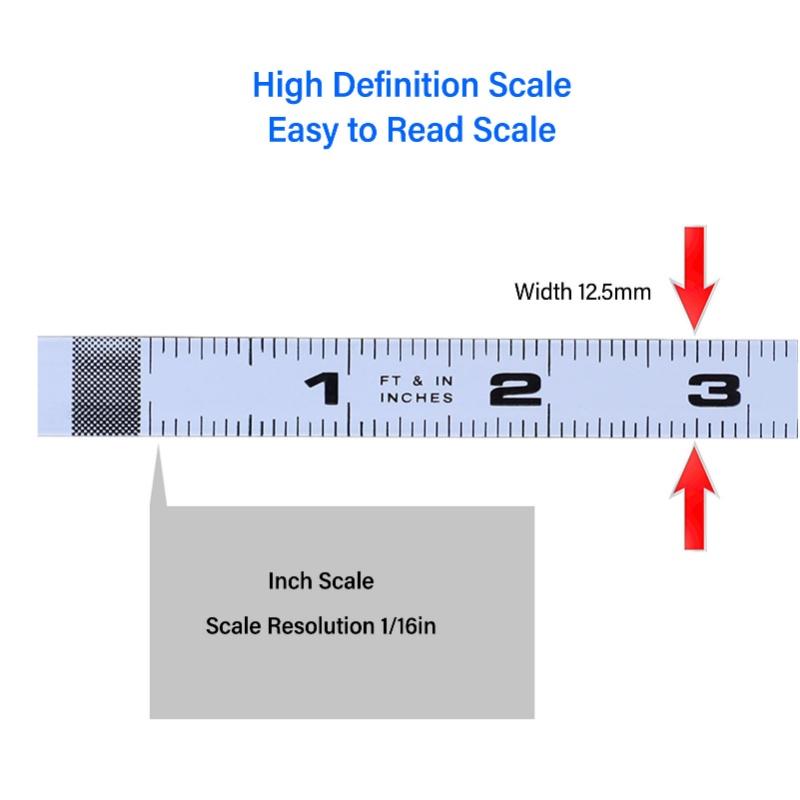 12FT Self Adhesive Measuring Tape Carbon Steel Reverse Direction Workbench Ruler For Home Improvement And DIY Projects
