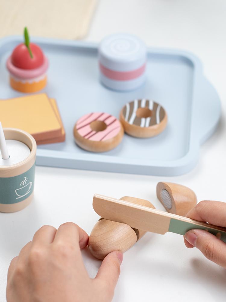 Children's breakfast toy ins simulation home kitchen Western breakfast baking set building block game