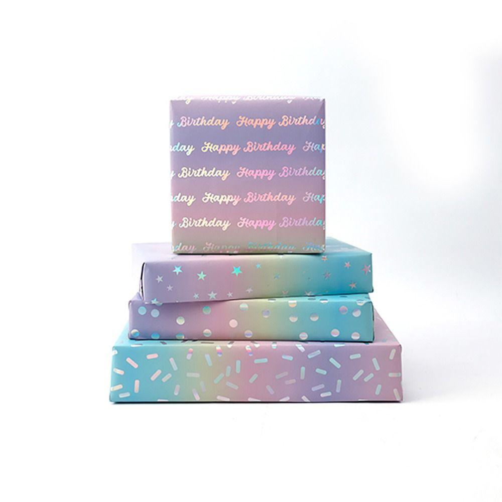 Happy Birthday Gift Wrapping Paper Colorful Iridescent Holographic Paper  Valentine's Day