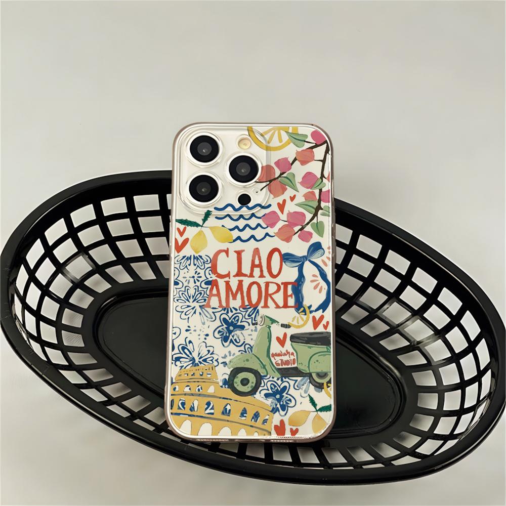 Sweet Life Pattern Phone Case For iPhone 16 15 14 13 12 11 Pro Max Mini X XS SE 7 8 Plus 16E Shockproof Transparent Cover Fundas