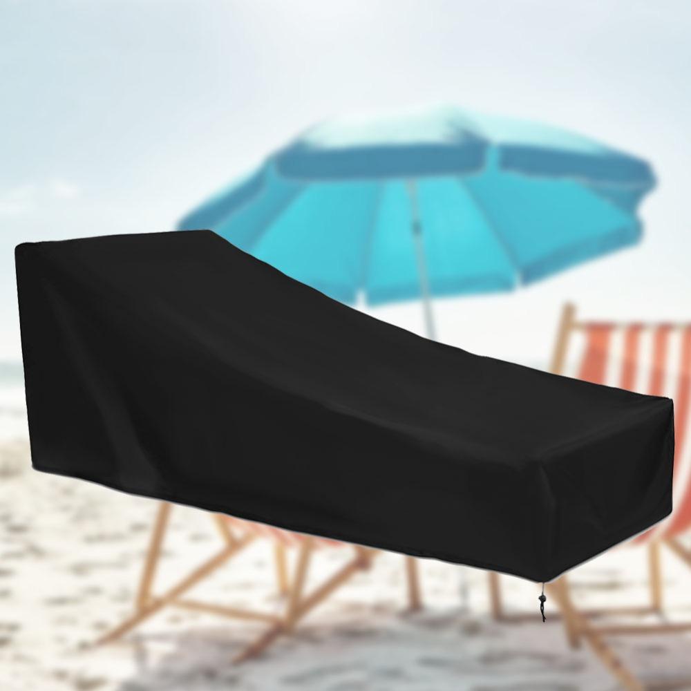 Oxford cloth Chaise Lounge Chair Cover Dust-Proof Black Waterproof Chaise Lounge Cover Folding Outdoor Chaise Lounge Cover
