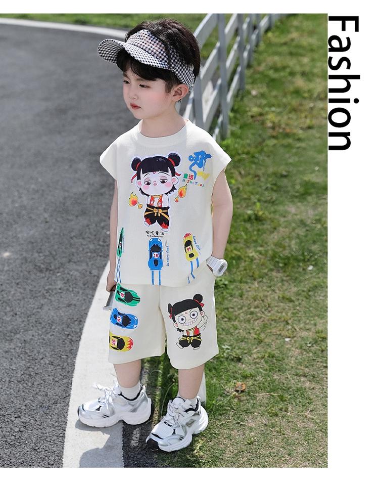 Nezha Clothing Boys' Set Summer 2025 New Western Style Baby Pi Handsome Clothes Summer Children's Tank Top Two Piece Set