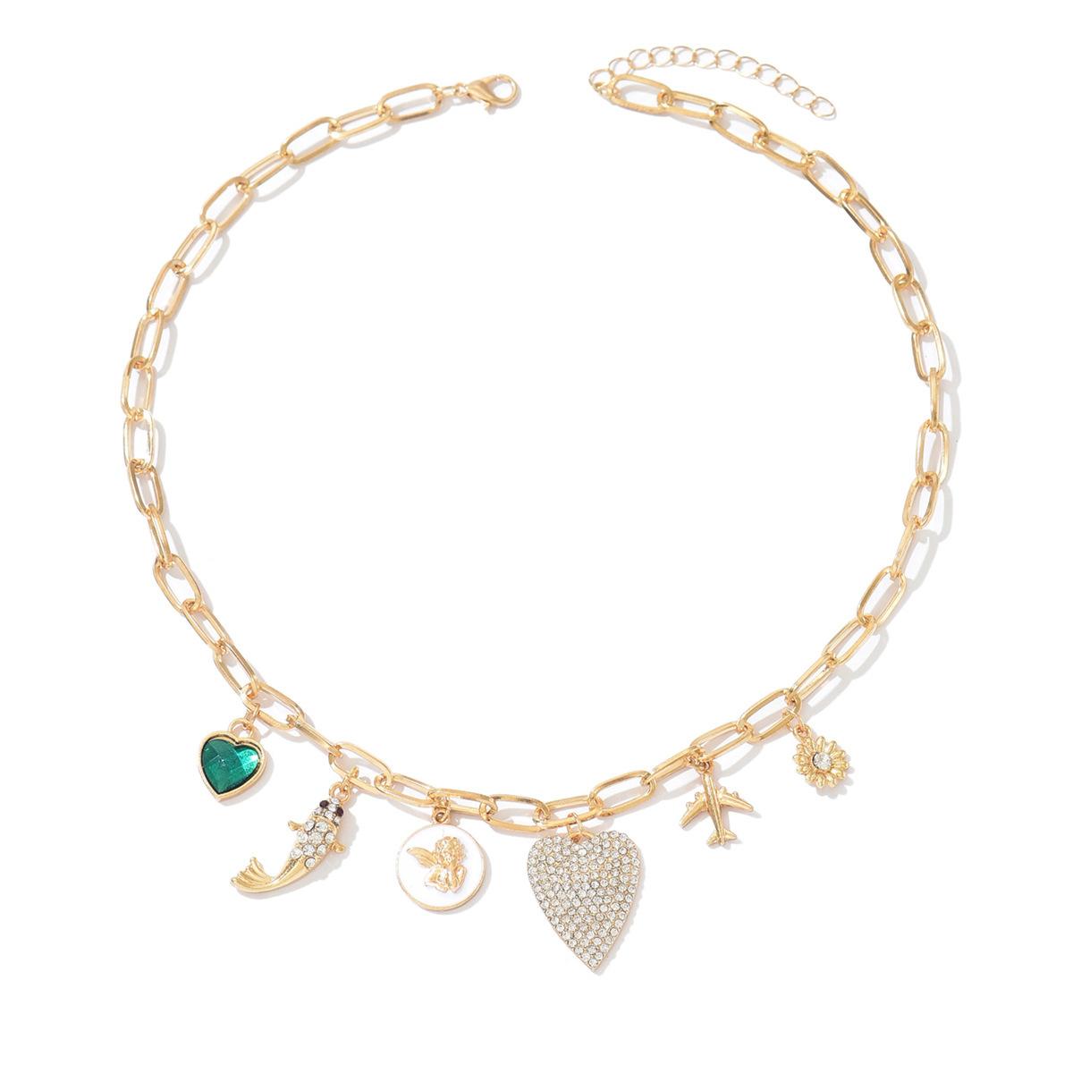 

Love necklace European and American jewelry fashion niche light luxury high-end flower gemstone accessories collarbone chain