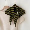 Solid Color Knitted Triangle Scarf Striped Cross Neckerchief Sweet Cross Scarves  Autumn Winter