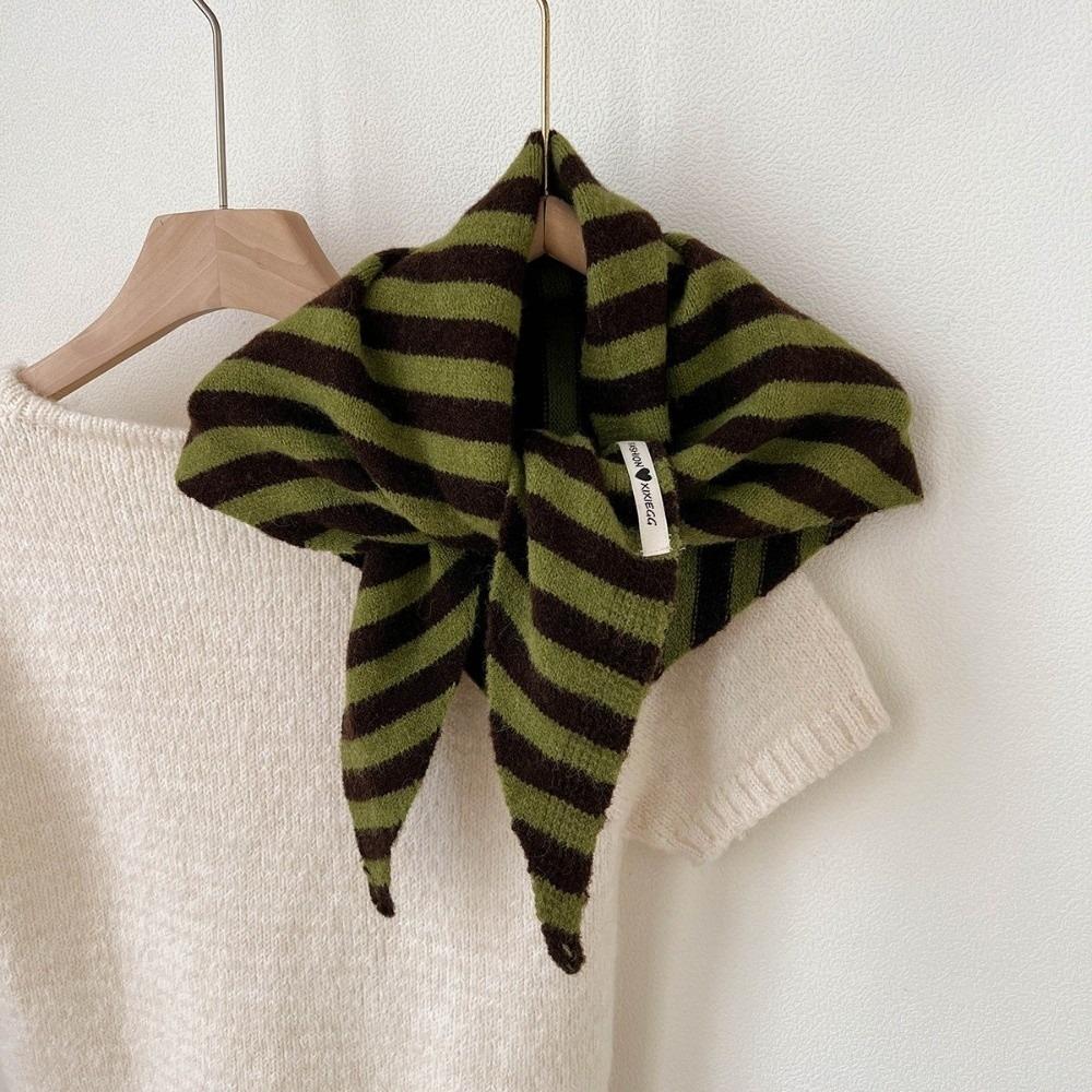 Solid Color Knitted Triangle Scarf Striped Cross Neckerchief Sweet Cross Scarves Autumn Winter