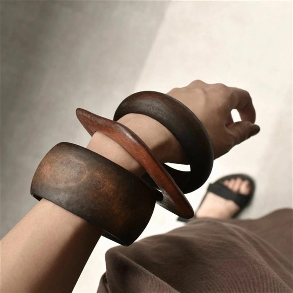 Round Square Bracelets Wide Women Bangles New Wooden Bangles  Gifts